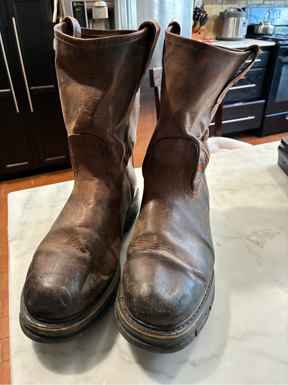 CEBU Steel Toe Leather Work Boot 12 Mens Brown Pull-on Boot